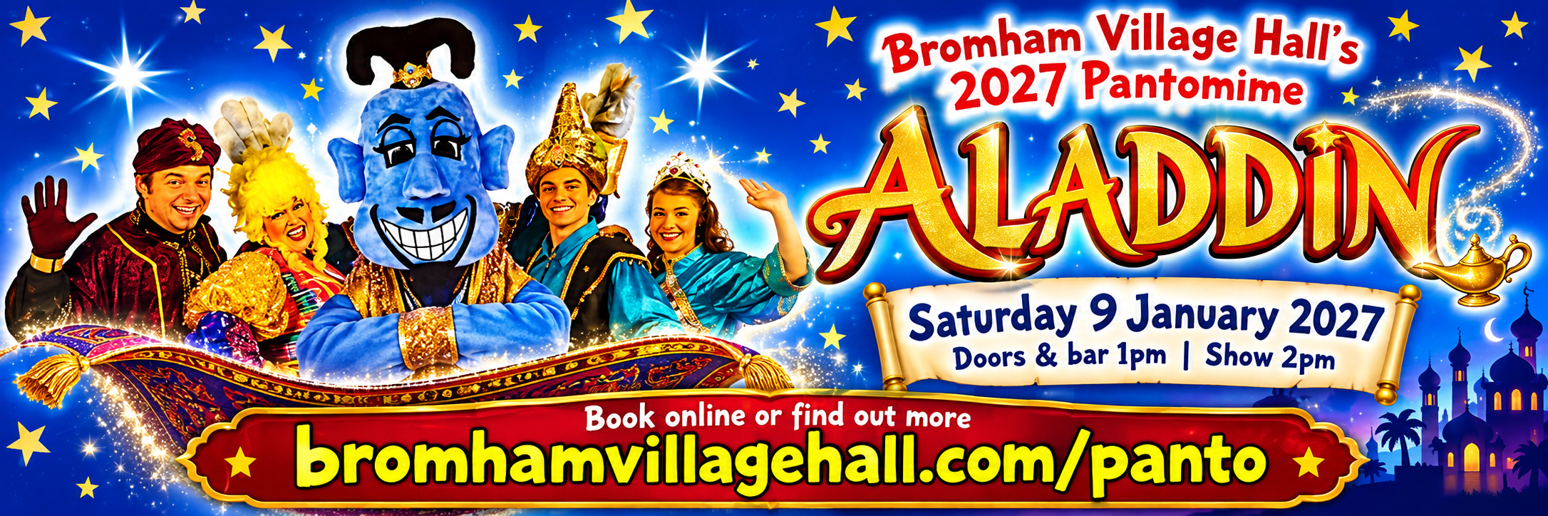 Aladdin Pantomime at Bromham Village Hall - Saturday 9 January 2027 at 2pm